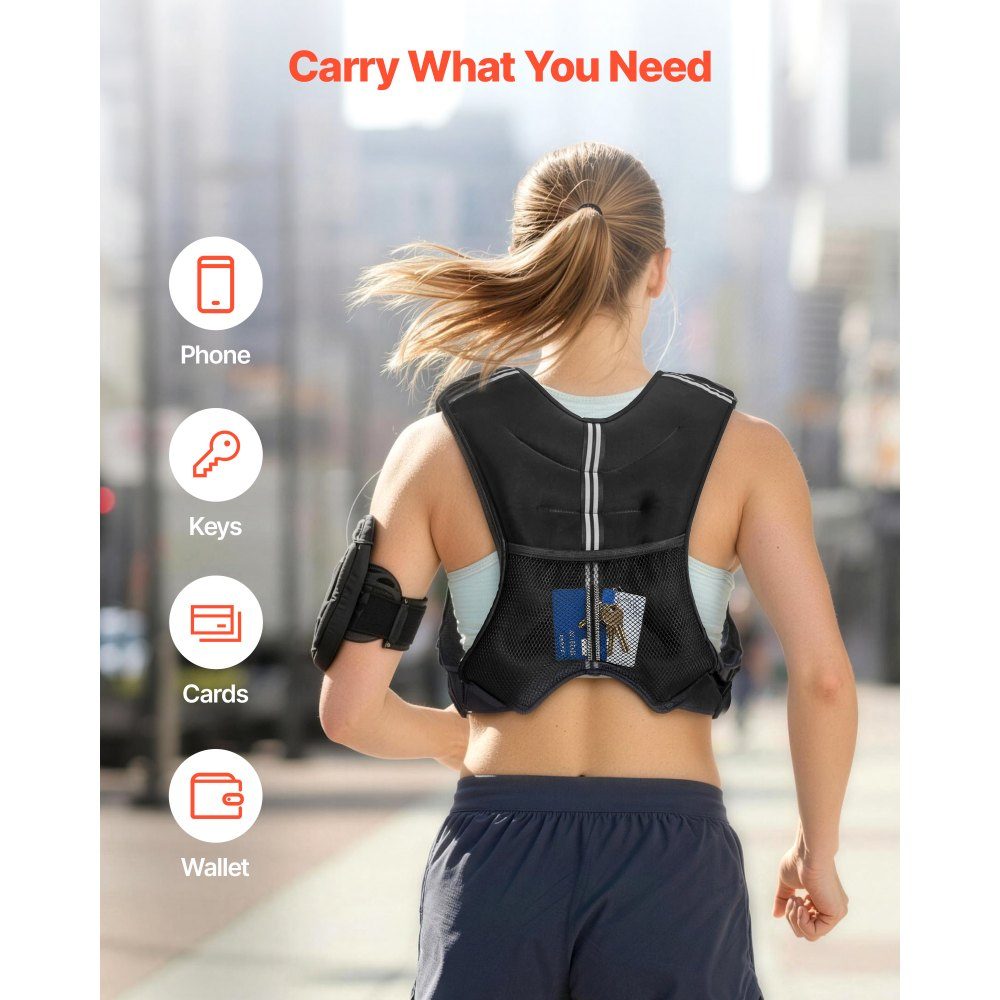 Gilet de poids 20 livres avec bande Réf. léchissante, boucle réglable, gilet de poids pour hommes et femmes, équipement d'entraînement pour la musculation, la course, le jogging, le fitness, la perte de poids