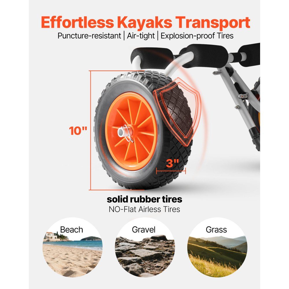 Wózek na kajaki 90 kg Składany wózek na kajaki z 10-Zoll-Vollreifen i 1 pasek zapadkowy Wózek na łódź do transportu kajaków Kajaki Deski wiosłowe Łodzie Jon 620 x 350 x 325 mm