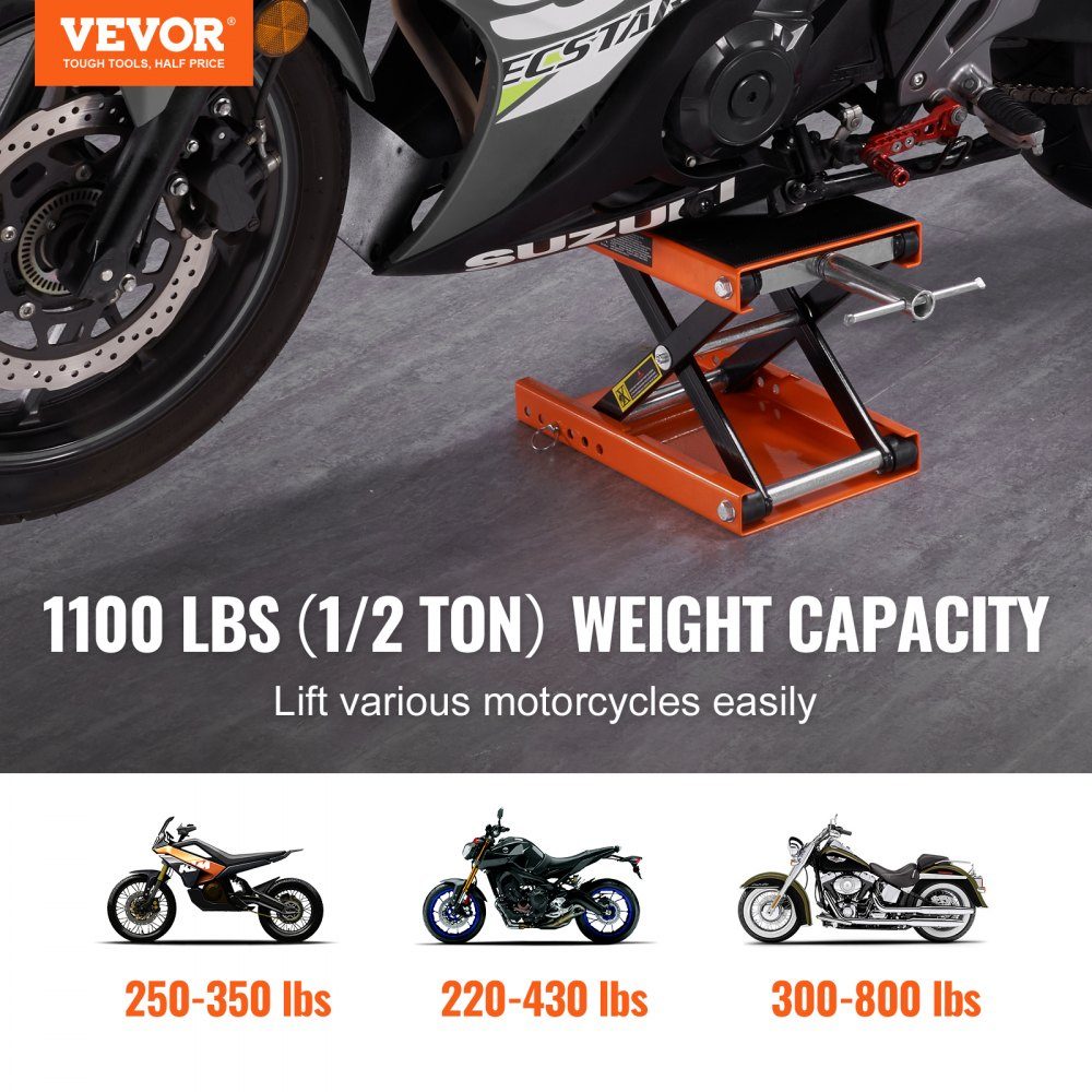 Motorlift, motorlift, draagvermogen 500 kg, motorlift, autoreparatiestandaard, motorfiets, verstelbare 95-350 mm reparatiestandaard, motorfietslift, moto-standaard reparatie in garage en buiten