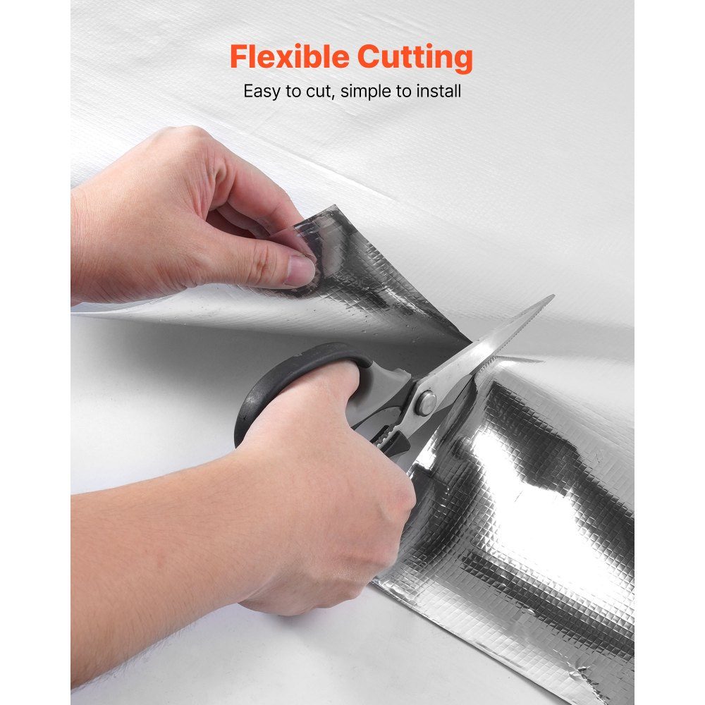 Insulation Film Non-Perforated Fabric Insulation Film 0.15mm Reflective Film 38.1m x 122cm Double Sided Aluminum Foil Heat Reflection Protection Thermal Insulation Roll for Window Roofs