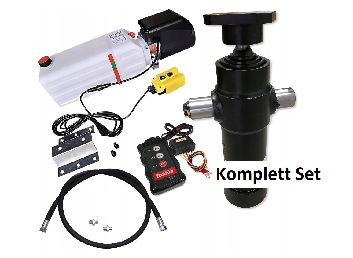 UNIT with REMOTE CONTROL 12V 11l tipper SET with hydraulic cylinder