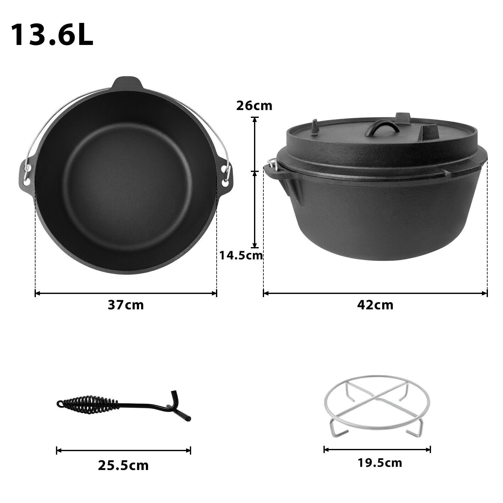 Starter set BBQ Dutch Oven feet approx. 13.6 liters