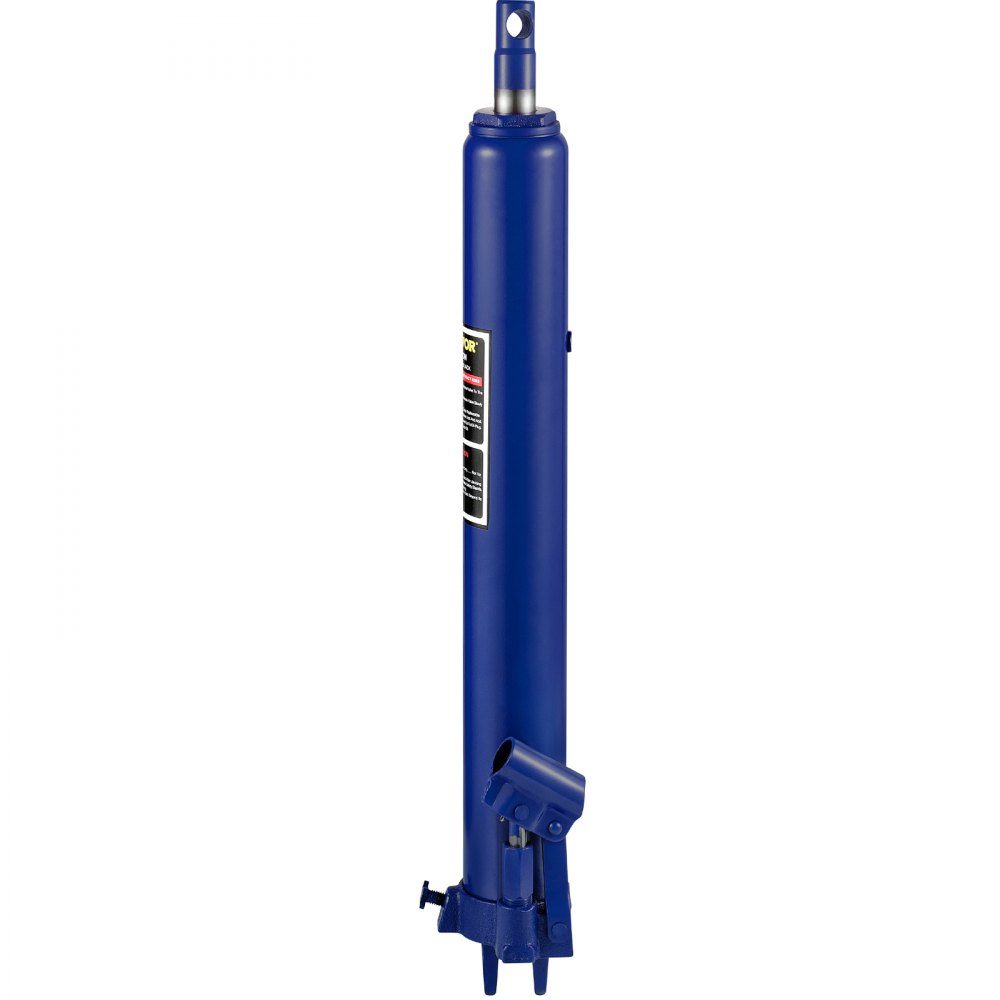 Cric hydraulique long 8T avec pompe à piston unique et base à chape, cric à plate-forme élévatrice manuelle avec poignée pour grues d'atelier, palans à moteur, bleu