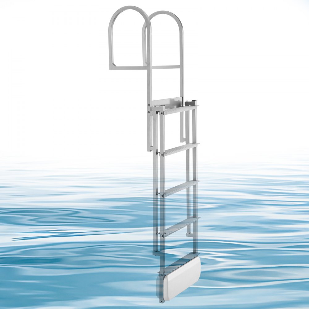 Dock ladder retractable, boat ladder with 5 non-slip steps, wide pedals and handrail, 227 kg heavy-duty pool ladder for entry, telescopic ladder made of aluminum alloy for docks, pools, lakes, boats
