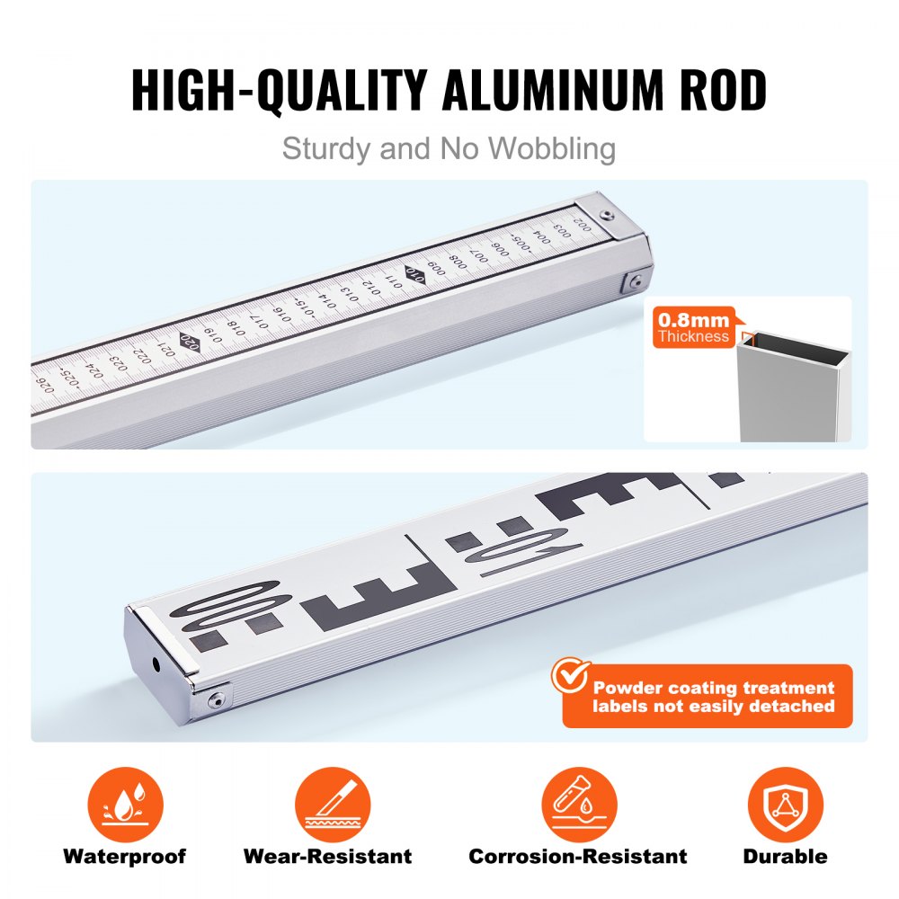 Aluminium-Messstab, 4 m metrischer Teleskop-Messstab, doppelseitige Skala in cm/mm, Nivellierstab, Vermessungsstab aus Aluminiumlegierung mit Wasserwaage und Tragetasche zum Messen von Häusern, Wänden, Böden Aluminium-Messstab, 4 m metrischer Teleskop-Messstab, doppelseitige Skala in cm/mm, Nivellierstab, Vermessungsstab aus Aluminiumlegierung mit Wasserwaage und Tragetasche zum Messen von Häusern, Wänden, Böden