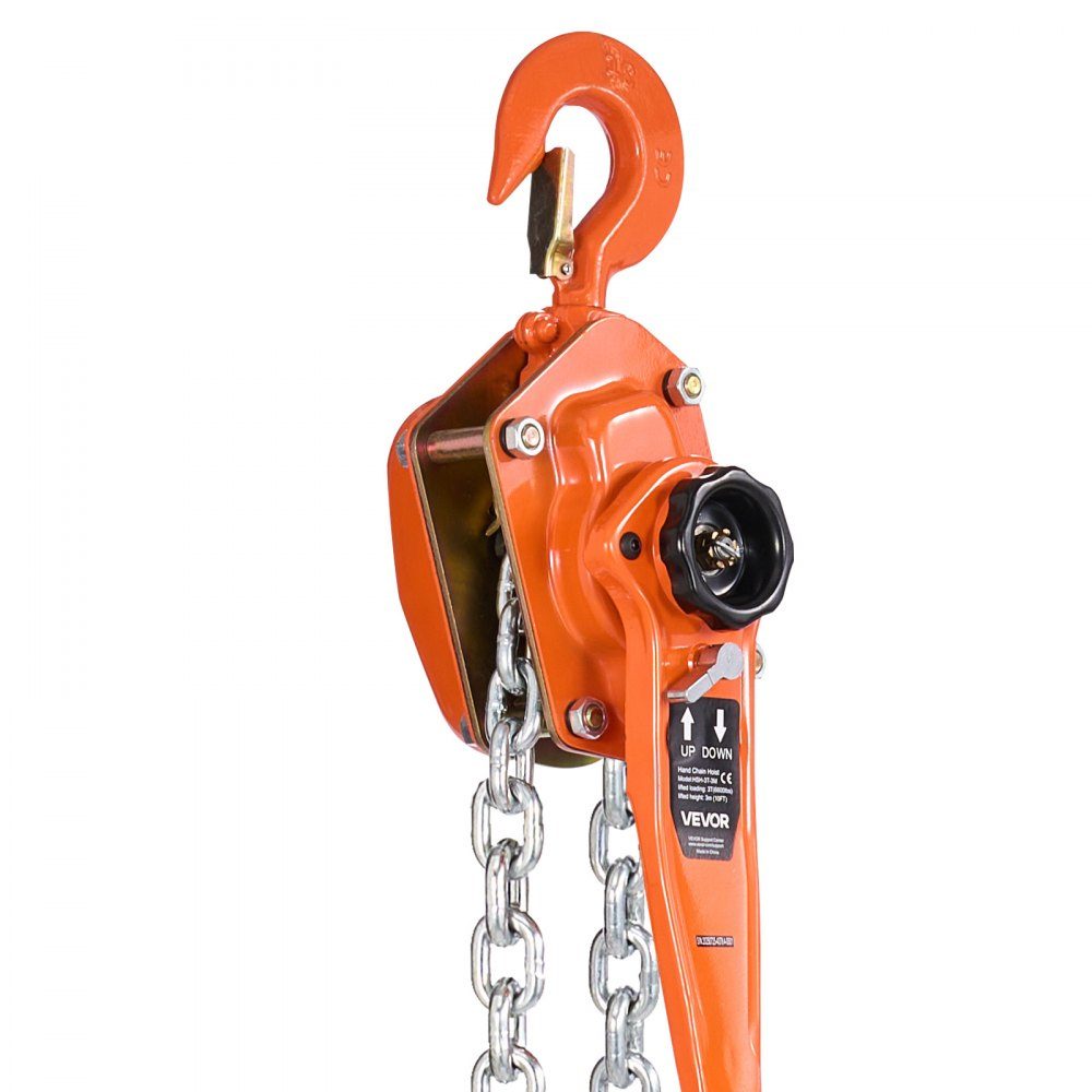 Lever Hoist, 3 Ton Capacity Hand Chain Hoist, 6m Lift, G80 Alloy Steel Chain with Mechanical Double Pawl Brake, 360° Swivel Hooks, Ratchet Hoist for Warehouse Construction, Garage