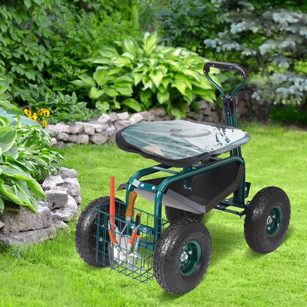 Rollsitz, Werkstattwagen aus Stahl, belastbar bis 136kg, Gartenwagen mit 25cm Griff und 45-54cm höhenverstellbarem Sitz, Rollwagen, 30PSI Reifendruck, Arbeitssitz, Gartensitz, grün Rollsitz, Werkstattwagen aus Stahl, belastbar bis 136kg, Gartenwagen mit 25cm Griff und 45-54cm höhenverstellbarem Sitz, Rollwagen, 30PSI Reifendruck, Arbeitssitz, Gartensitz, grün