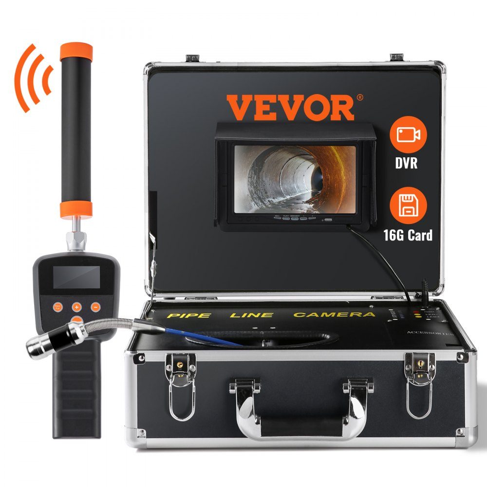Sewer Camera with 512-Hz-Ortung, 30m 7" Pipe Inspection Camera with DVR Function, IP68-Kamera with 12 Adjustable LEDs, einer 16-GB-SD-Karte for Sewer Pipes, Home, Sewer Pipes