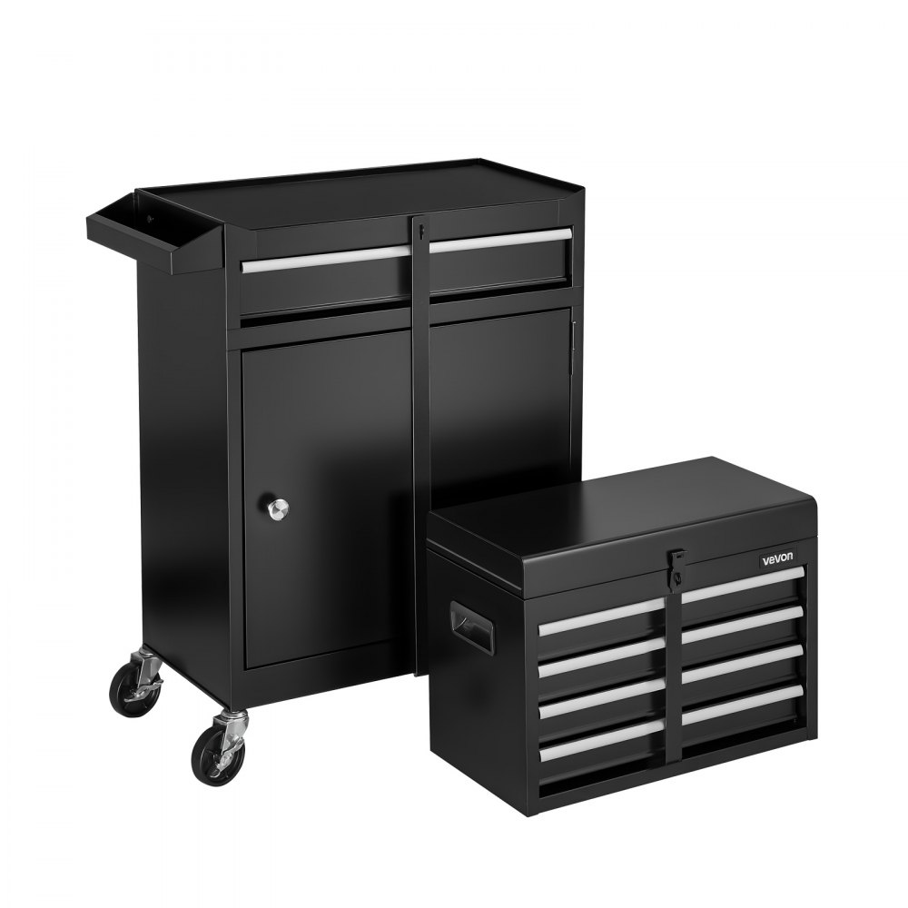 Werkplaatswagen, 2-in-1 design gereedschapswagen met 5 laden en uitneembare metalen gereedschapskist, sluitstang, beschermende voering en gereedschapsrek, garage-organizer voor magazijn, werkplaats Werkplaatswagen, 2-in-1 design gereedschapswagen met 5 laden en uitneembare metalen gereedschapskist, sluitstang, beschermende voering en gereedschapsrek, garage-organizer voor magazijn, werkplaats