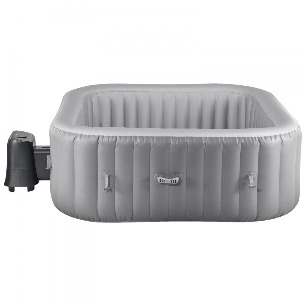 Aufblasbare Badewanne für 4 bis 6 Personen (185 x 66 cm), quadratisch und tragbar, mit 130 wohltuenden Düsen, Filter, Abdeckung, Matte und multifunktionalem Bedienfeld, PVC-Außen-Whirlpool