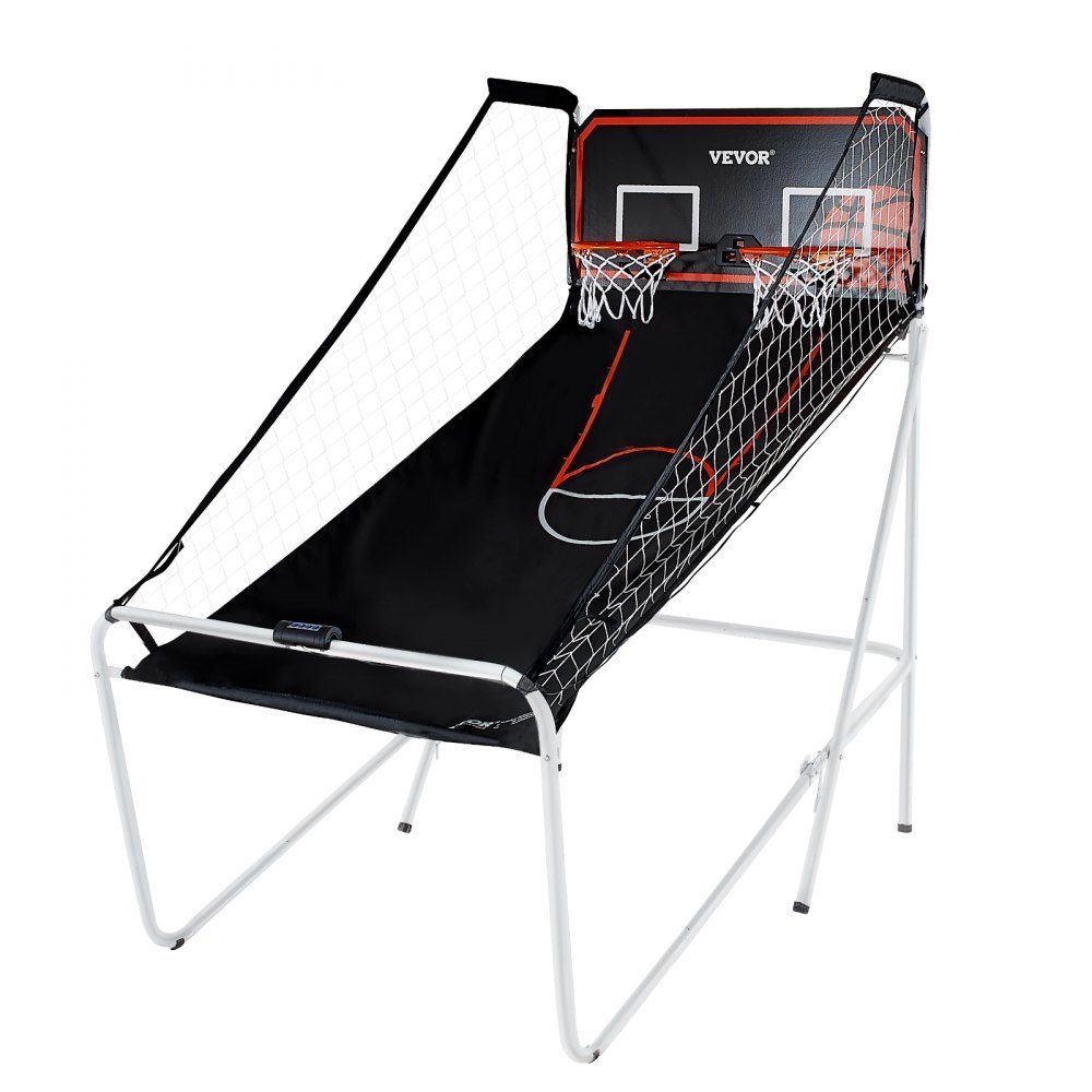 Jeu de basket-ball en salle de 2,05 m pour 2 joueurs, machine de basket-ball, support de ballon de basket-ball avec 4 balles, 8 modes de jeu et 2 cerceaux de basket-ball, tableau de bord et pompe de gonflage, pour enfants et adultes