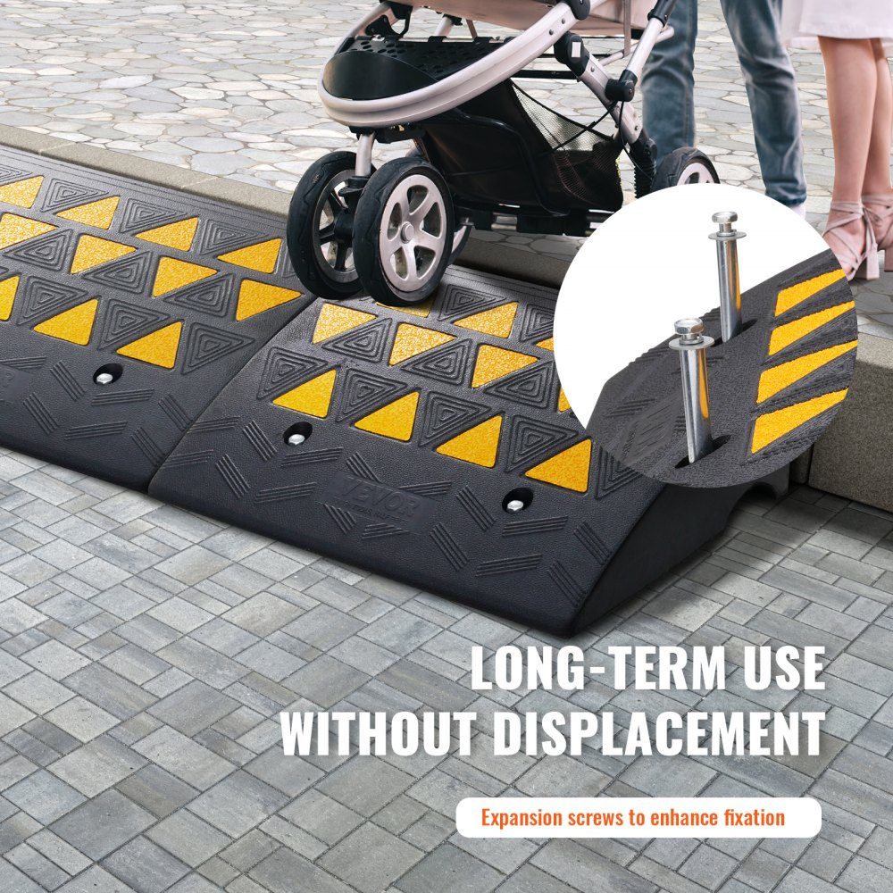 2x threshold ramp, solid rubber door threshold ramp, max. load capacity up to 15 tonnes, curb ramp, 49.1 x 37 x 15.2 cm, wheelchair ramp, access ramp, rubber ramp, suitable for uneven floors, curbs