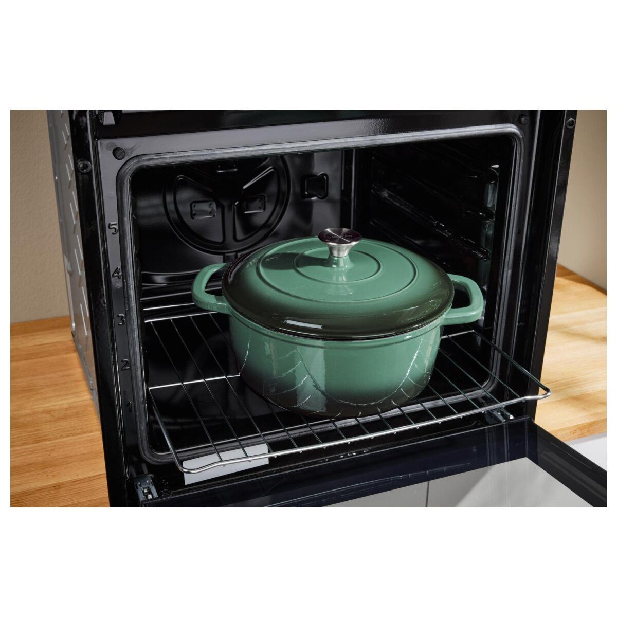SILVERCREST® premium cast iron pot, with drop system 28 cm / 5.6 liters (green)