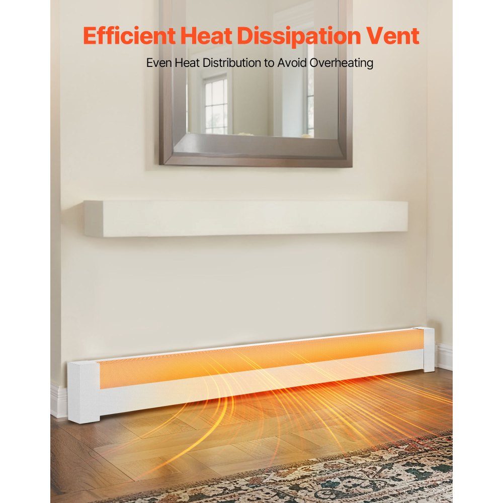 Heizungsabdeckungen, Basic-Serie, 1831 x 80 x 193 mm, Standard-Frontabdeckung für elektrische Heizkörper, robuste Ersatzabdeckung aus Stahl für Schlafzimmer, Weiß