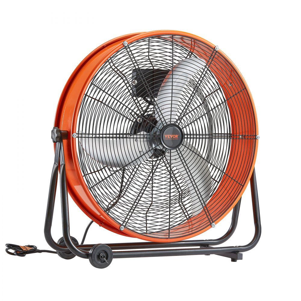 Trommelventilator, Bodenventilator, Industrieventilator, 3 Geschwindigkeiten, 8600 CFM, 360° verstellbare Neigung, 0–2 Stunden Timer, Standventilator, Windmaschine für Lager, Werkstatt, Fabrik, Keller