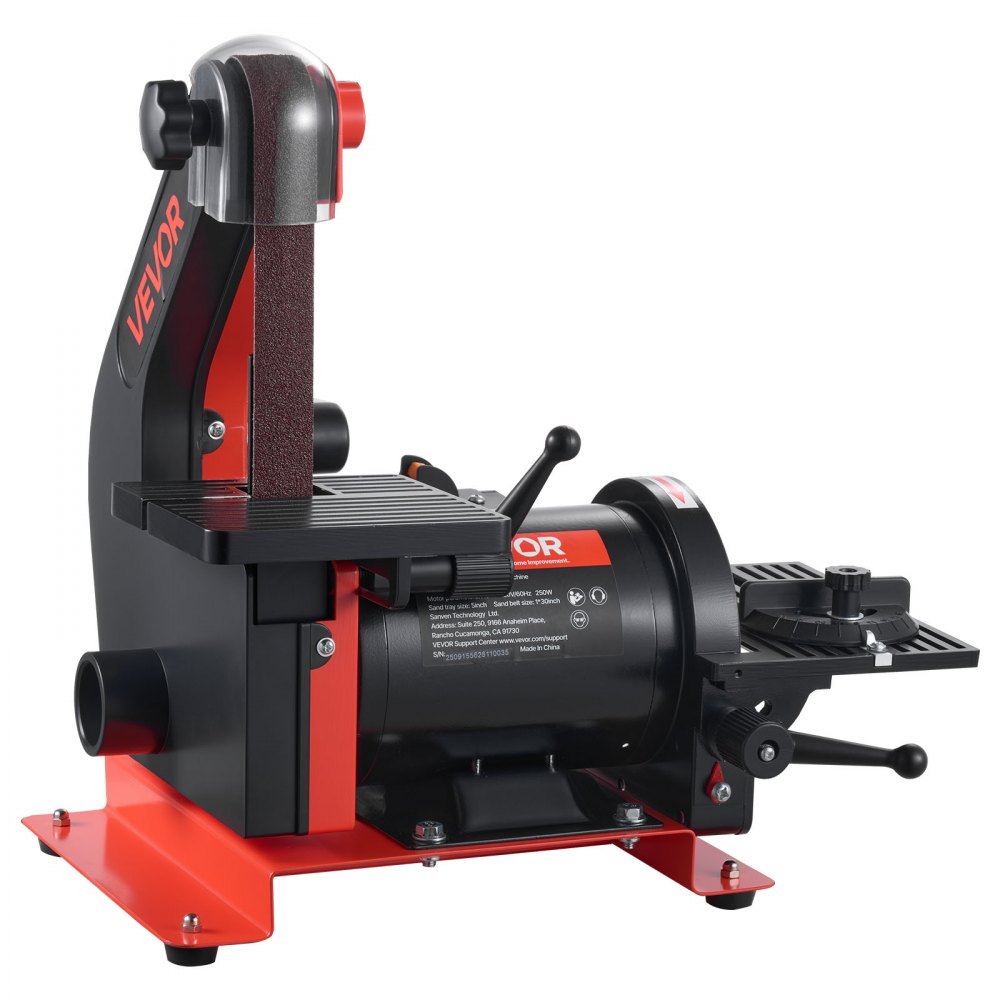 Szlifierka tarczowa taśmowa 250 W, szlifierka tarczowa 127 mm i szlifierka taśmowa 25,4 x 762 mm, ze stołem roboczym regulowanym w zakresie 0-45° i otworem odsysającym do obróbki drewna i ostrzenia noży Szlifierka tarczowa taśmowa 250 W, szlifierka tarczowa 127 mm i szlifierka taśmowa 25,4 x 762 mm, ze stołem roboczym regulowanym w zakresie 0-45° i otworem odsysającym do obróbki drewna i ostrzenia noży