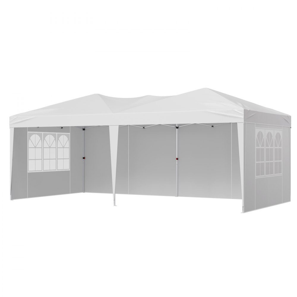 Gazebo Faltpavillon, 5,9 x 2,96 x 2,65 m, Festzelt, Gartenzelt mit Seitenwänden & belüfteten Fenstern, 3 Höheneinstellungen, Sonnenschutz für Veranstaltungen im Freien, weiß