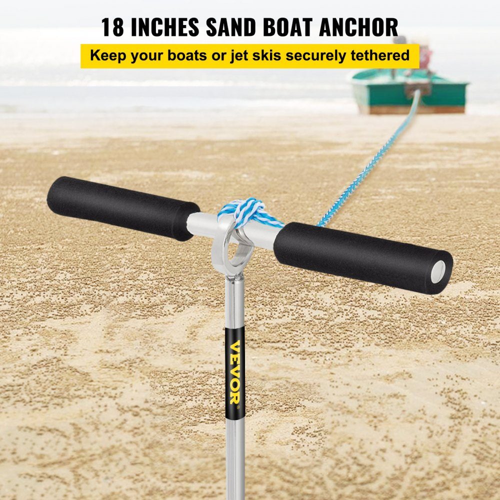 Sandanke Foret pour plage et banc de sable, ancre à vis en acier inoxydable 316 de 45 cm avec poignée amovible, ligne élastique et sac de transport, pour jet ski PWC ponton kayak