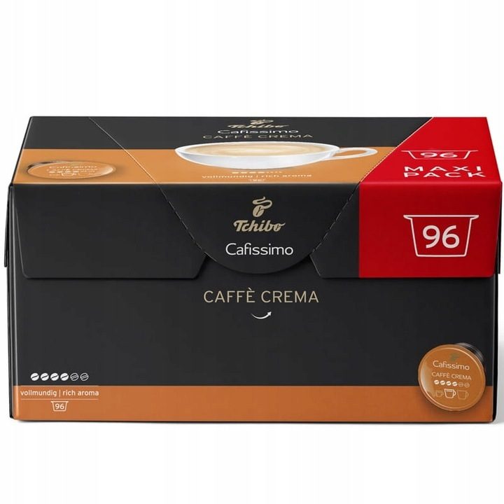 Tchibo Cafissimo Caffè Crema pełnowartościowe kapsułki 2x 96 sztuk 192 kapsułki w zestawie