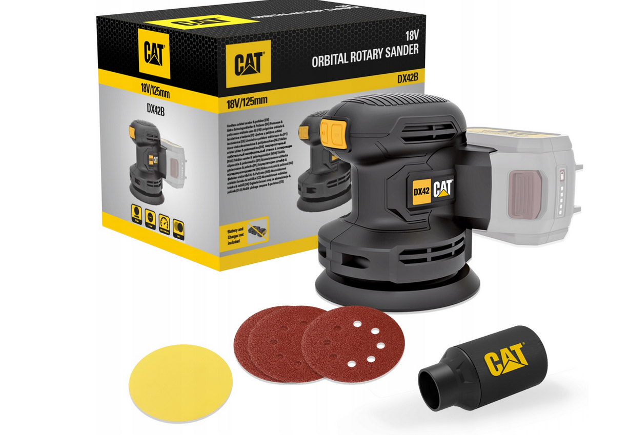 Bürstenloser Exzenterschleifer CAT DX42B 18V 125mm Set