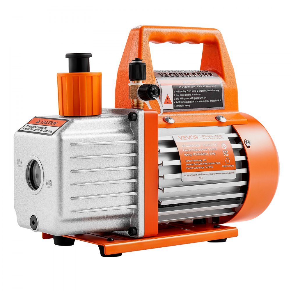 Vacuum Pump 99L/min HVAC Single Stage Rotary Vane AC Vacuum Pump for R134a R22 R410a Systems with Oil Bottle 4 Pole Motor 5Pa for Automotive Air Conditioning Resin Degassing
