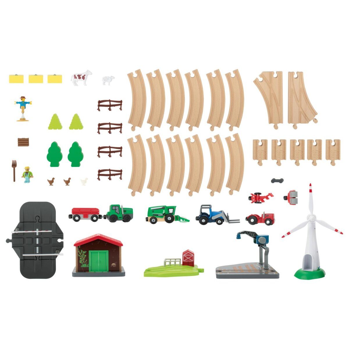 LUPILU® wooden train set, farm - 49 pieces