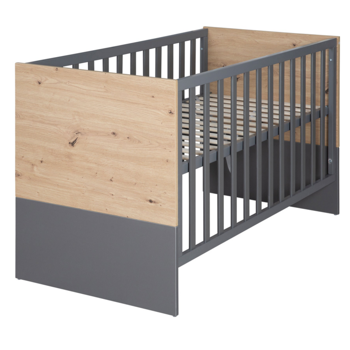 roba 'Anna' 2 in 1 baby & side bed, 60 x 120 cm, anthracite/decor in Kent oak