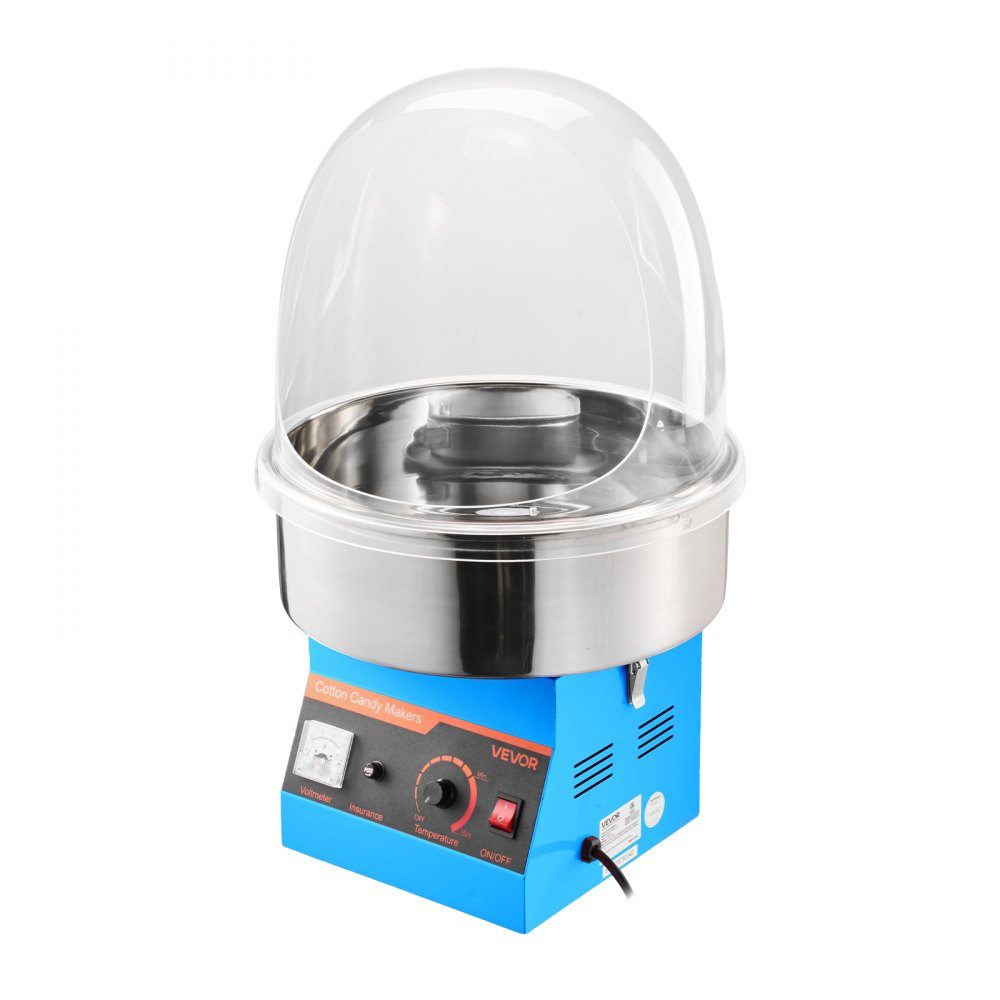 Electric Cotton Candy Machine 1000W, Cotton Candy Machine with Lid & Stainless Steel Bowl & Sugar Spoon, Ideal for Carnival, Birthdays, Family Gatherings, Cotton Candy Machine Blue