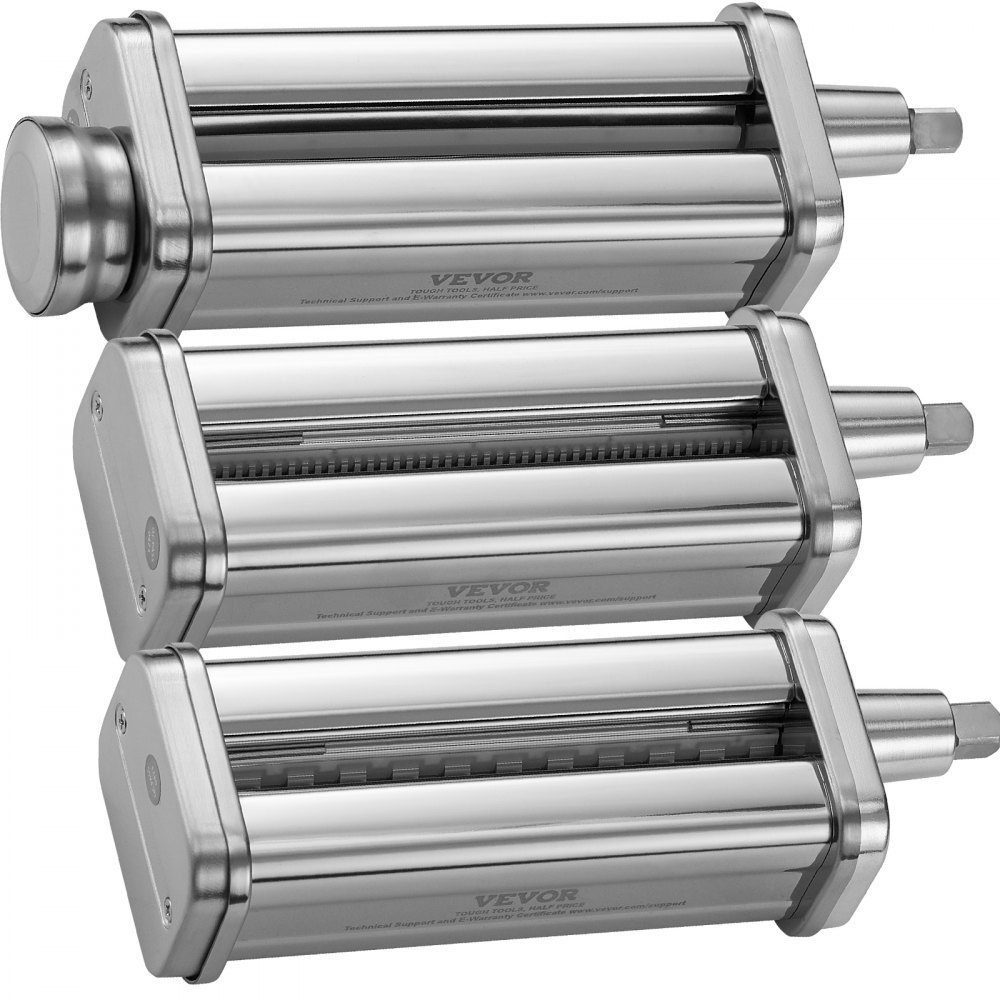 3 Piece Stainless Steel Manual Pasta Machine, Stainless Steel Fresh Manual Pasta Rolling Machine, Italian Flat Dough Machine, Pasta Machine, Includes Cleaning Brush for Spaghetti, Lasagna, etc