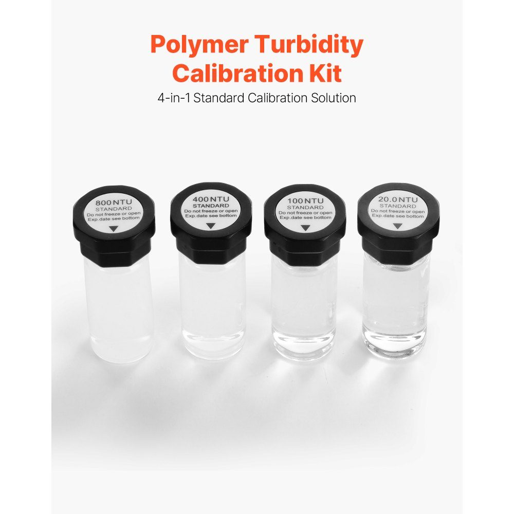 Trübungskalibrierlösung Kit 20/100/400/800 NTU je 20 ml, 4 Stück Standard-Nachfülllösung für Trübungslösung für TN2000-Trübungsmessgerät, stoßfester Schutzeinsatz, versiegeltes Flaschendesign