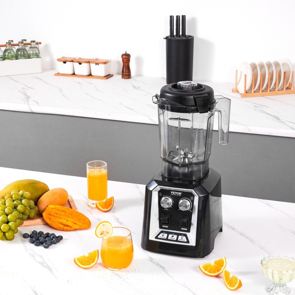 Mixer commercial stand mixer 2200W with plastic container, high-performance mixer power professional mixer kitchen mixer with 3 functions, for frozen drinks, shakes, smoothies and crushed ice, black