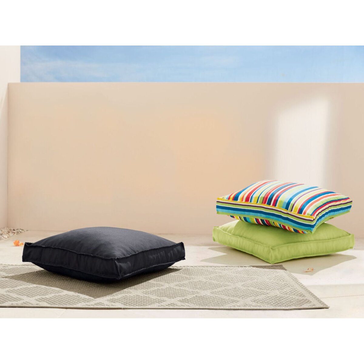 LIVARNO home Outdoor Bodensitzkissen, 60 x 60 cm, Anthrazit Gut