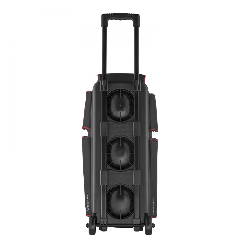 Bowlingbaltas voor 3 ballen met dubbele wielen en apart compartiment voor schoenen (tot US maat 16) en extra groot accessoirevak, uittrekbaar handvat uitschuifbaar tot 105 cm Zwart + Rood Bowlingbaltas voor 3 ballen met dubbele wielen en apart compartiment voor schoenen (tot US maat 16) en extra groot accessoirevak, uittrekbaar handvat uitschuifbaar tot 105 cm Zwart + Rood
