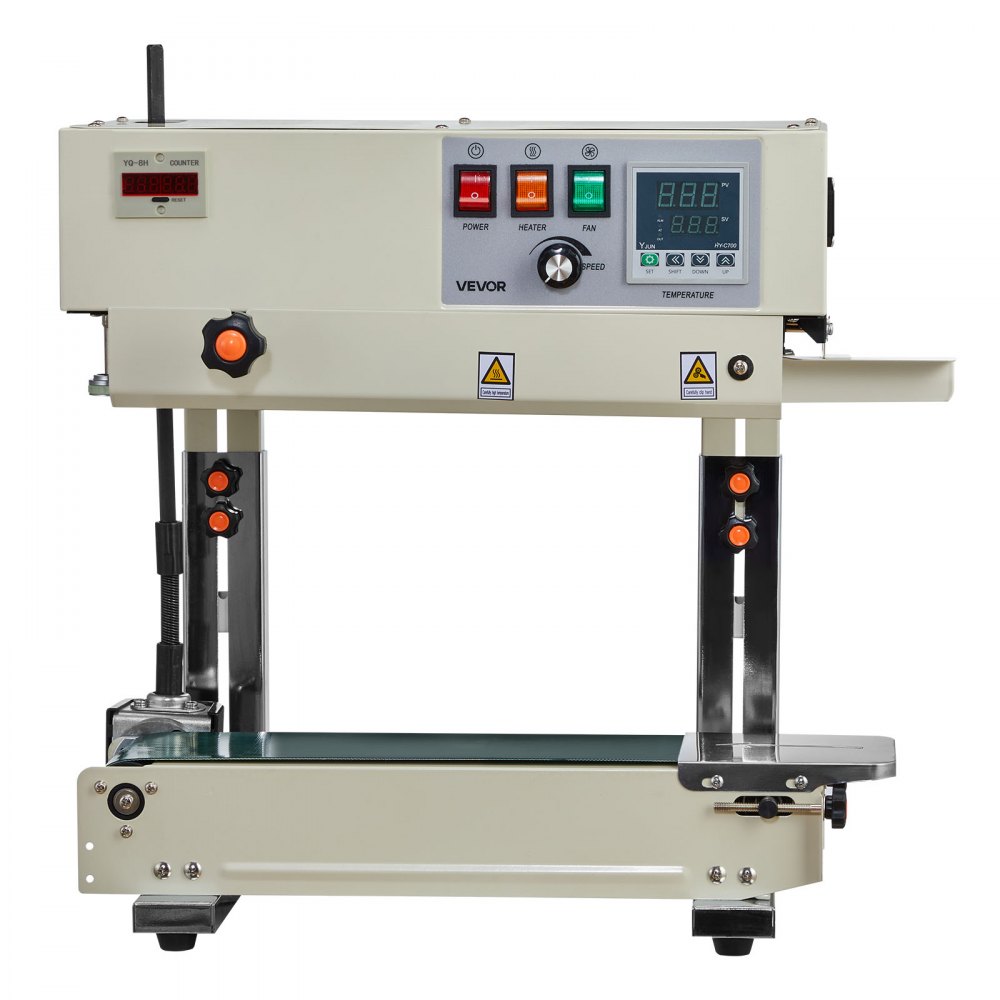 Continu sealmachine, 6-12 mm sealbreedte, verticaal, met roldruk, sealmachine temperatuur en snelheid instelbaar, geschikt voor plastic zakken van 0,03-0,8 mm Continu sealmachine, 6-12 mm sealbreedte, verticaal, met roldruk, sealmachine temperatuur en snelheid instelbaar, geschikt voor plastic zakken van 0,03-0,8 mm