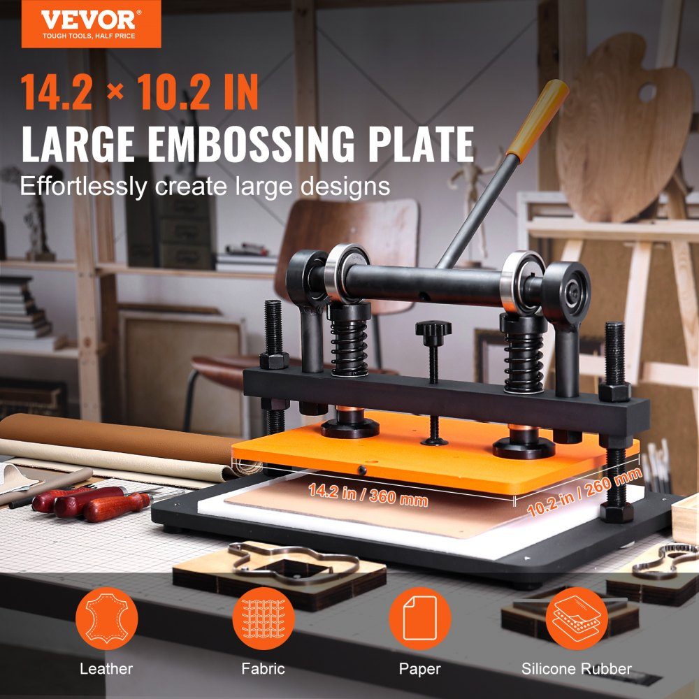 Leather Punching Machine Manual Leather Cutting Machine 36x26cm, Leather Embossing Machine 1.5t Heavy Duty Leather Punching Machine Suitable for leather, PVC/EVA foam, non-adhesive materials