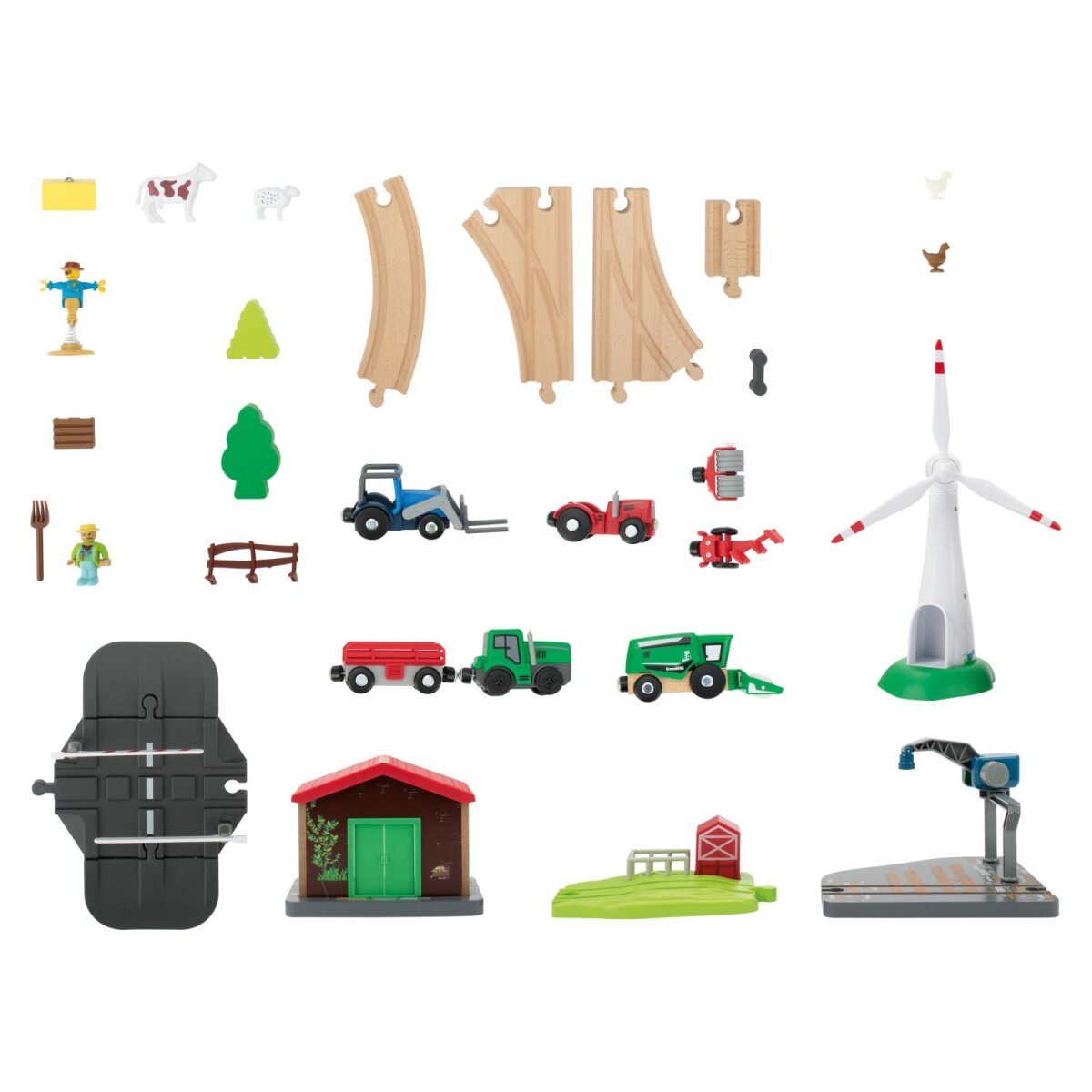 LUPILU® wooden train set, farm - 49 pieces