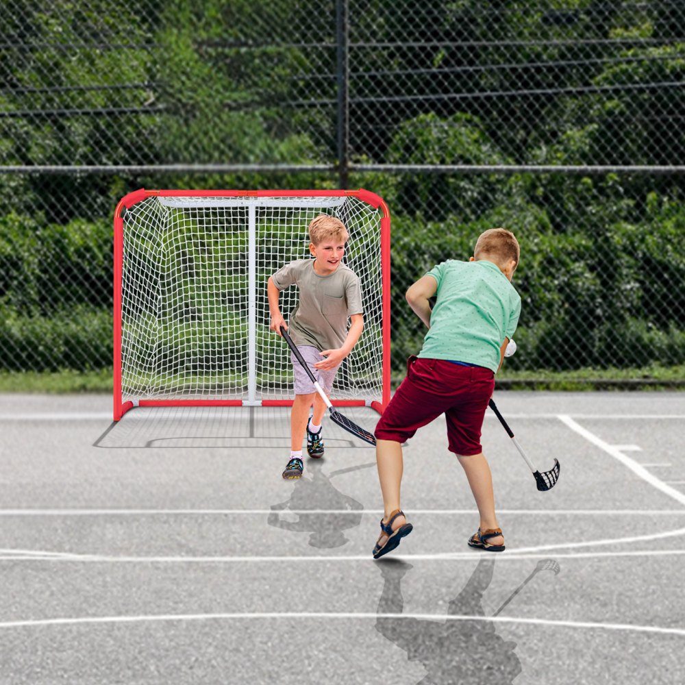 Hockey Goal Street Hockey Net Street Hockey Goal Hockey Net 137x60x112cm Hockey Training Goal Set Hockey Street Set Portable Indoor Outdoor Hockey Goal with Net White Red Training