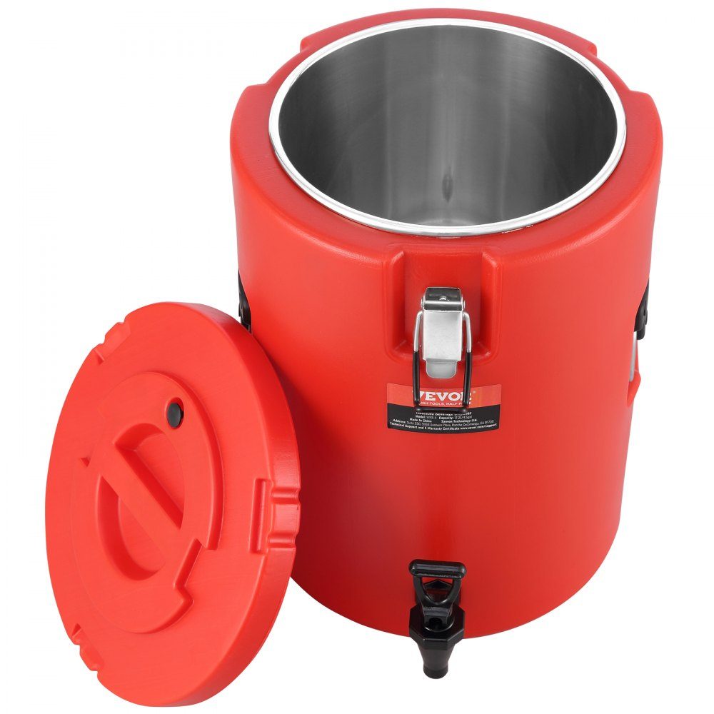 Heiß- und Kaltgetränkespender, Getränkespender, 6 l, Edelstahl, Heiß- und Kaltwasserbrunnen, großer Getränkespender mit Zapfhahn für Kaffee, kalte Milch, Wasser, Saft usw., runde Isolierkanne