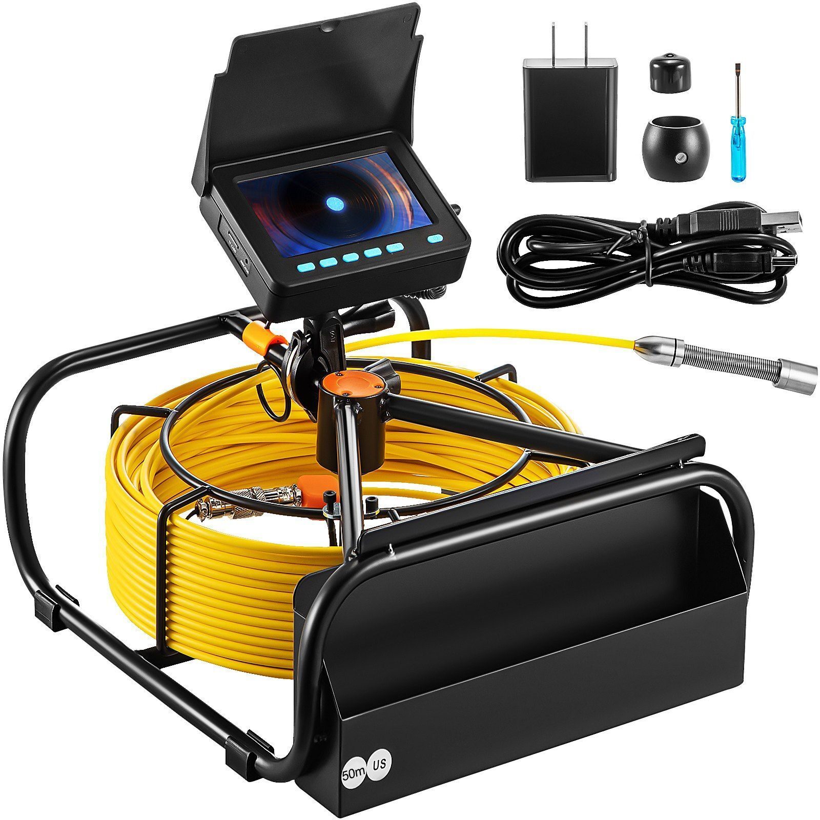 Craft Professional 50m Kabel Endoskop Kamera Handy Endoskop HD Rohrkamera Inspektionskamera IP68 Wasserdicht 8500mAh 4,3 Zoll Bildschirm