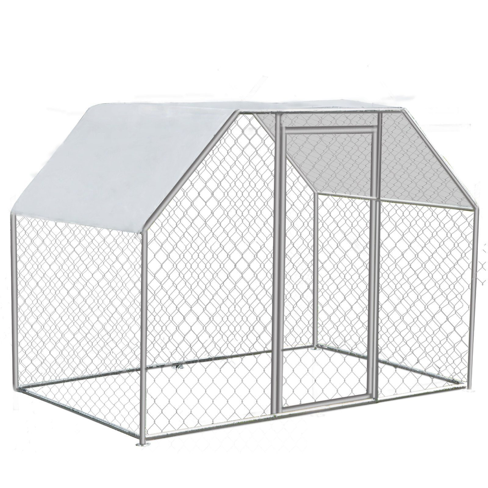 Kippenhok, buitenverblijf, gegalvaniseerd stalen hok voor kleine dieren, pluimveehok voor buiten voor kippenkooi, kleine dieren, vogelkooi, huisdierenkooi (2,9 x 1,98 x 1,82 m)