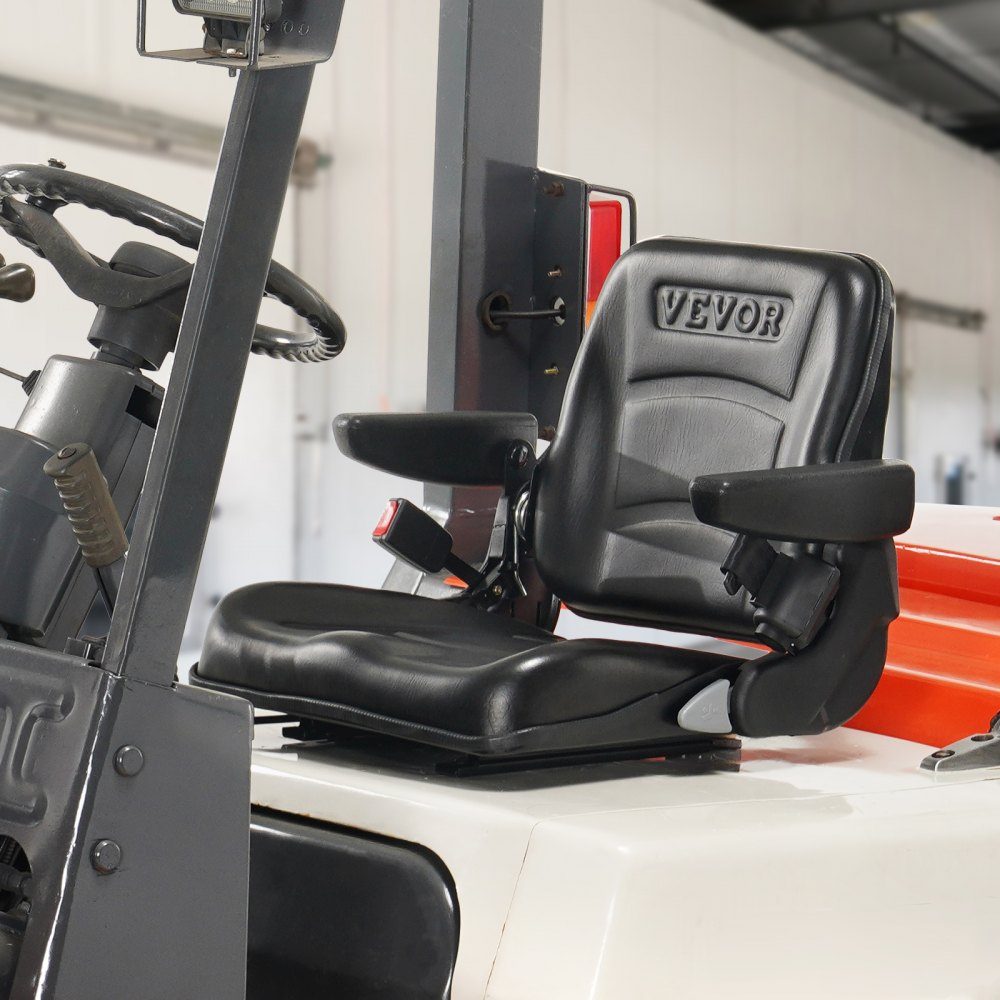 Universele tractorstoel van PVC-kunstleer en polyurethaanschuim. Tractorstoel met verstelbare rugleuning en microveiligheidsschakelaar. Bestuurdersstoel met armleuningen en veiligheidsgordel