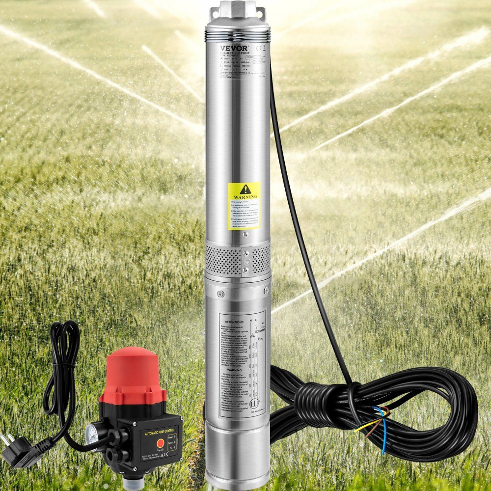 76 mm Tiefbrunnenpumpe 550 W Brunnenpumpe max. Durchfluss 50 L/min Tauchpumpe max. Förderhöhe 89 m Tauchwasserpumpe Sandbeständig < 5 % max. Geschwindigkeit