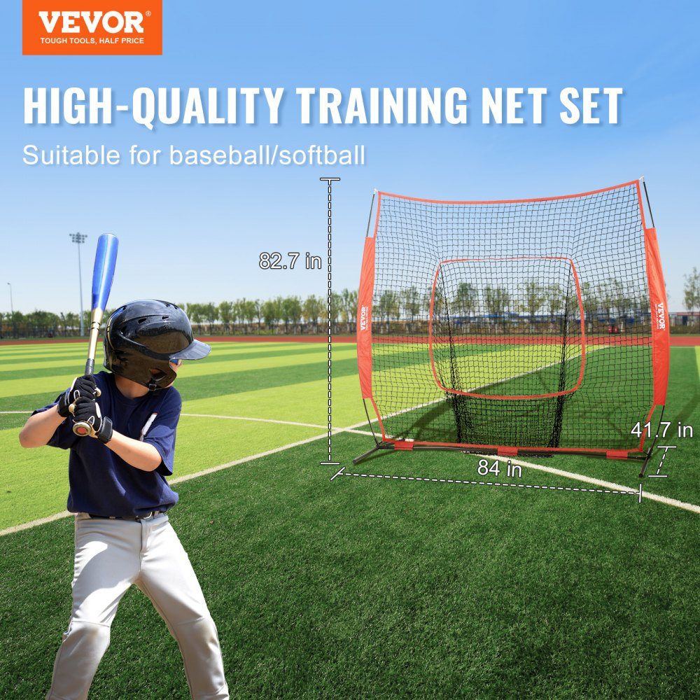 84" x 42" x 83" Baseball-Softball-Übungsnetz, Baseball-Pitching-Netz, Schlagen, Fangen, Pitching, Backstop-Trainingshilfen für Baseballausrüstung mit Bogenrahmen, Tragetasche und Schlagzone
