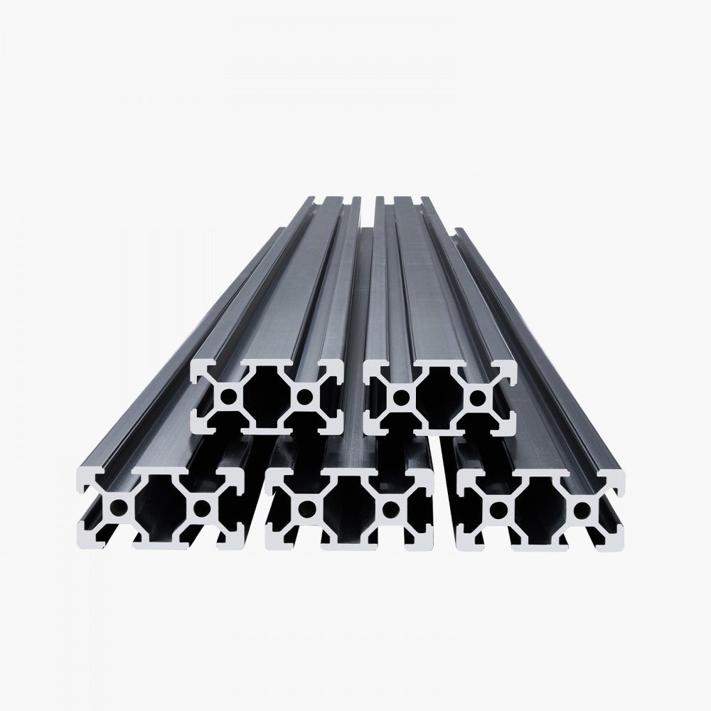 Set of 5 2000mm T-Slot 2040 Aluminum Extrusion Profile European Standard Anodized Linear Rail Groove Profile for 3D Printer CNC Machine DIY Laser Engraving Black