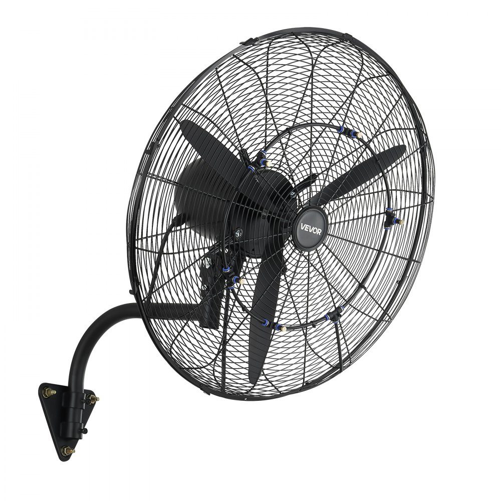 110W Industrial Wall Fan 67cm 7m/s Oscillating Wall Fan with 3 Mist Levels and Adjustable Tilt Angle Commercial Industrial Fan for Workshop Garage Warehouse Gym Black