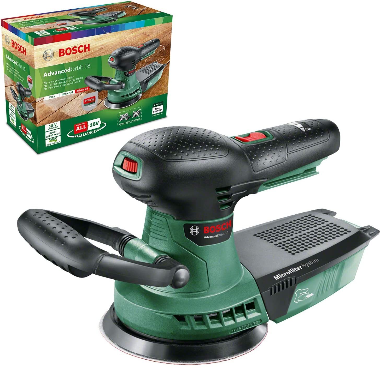 Bosch Akku-Exzenterschleifer AdvancedOrbit 18 (ohne Akku, Schleifplatte Ø 125 mm, 18-Volt-System, im Karton) ohne Akku & Ladegerät