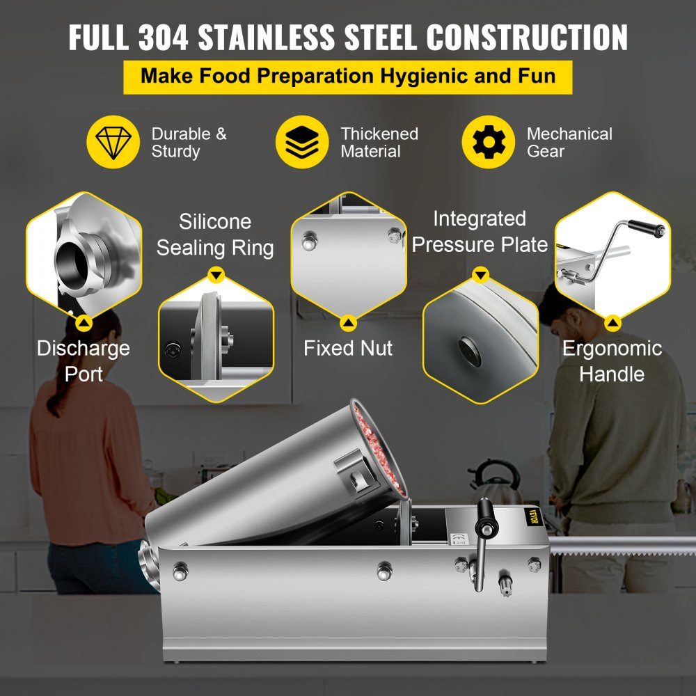 Sausage Filler 5L Meat Grinder Sausage Machine Sausage Filling Machine Horizontal Stainless Steel Sausage Syringe