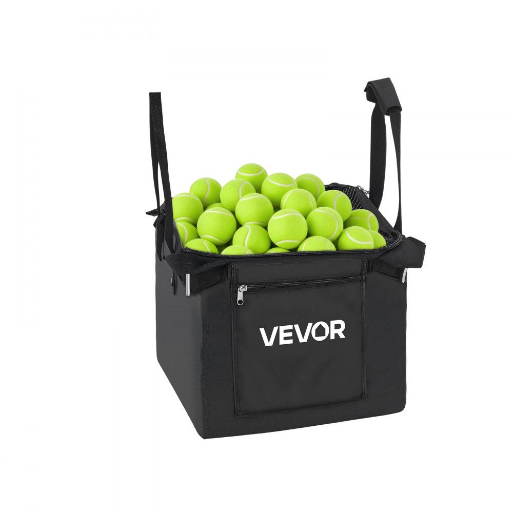 Tennisballwagen faltbar, Tennisballkorb für 120 Tennisbälle, faltbarer Ballwagen mit Rahmen aus Aluminiumlegierung und Tragetasche, mobiler Ballkorb mit Rädern zur Trainingsaufbewahrung, Schwarz