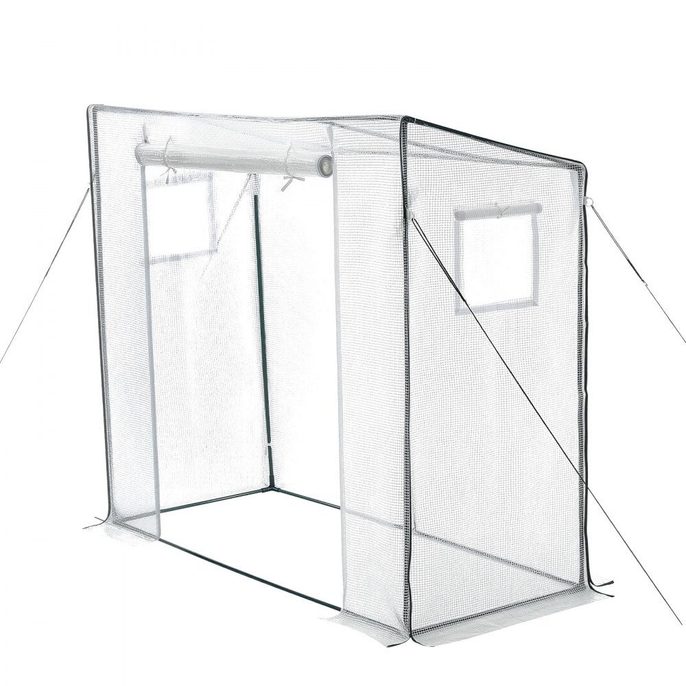 Greenhouse 195x77x146/168 cm, film greenhouse, tomato house with powder-coated steel frame, PE cover, roll-up zipper door & 2 windows, greenhouse for outdoor use