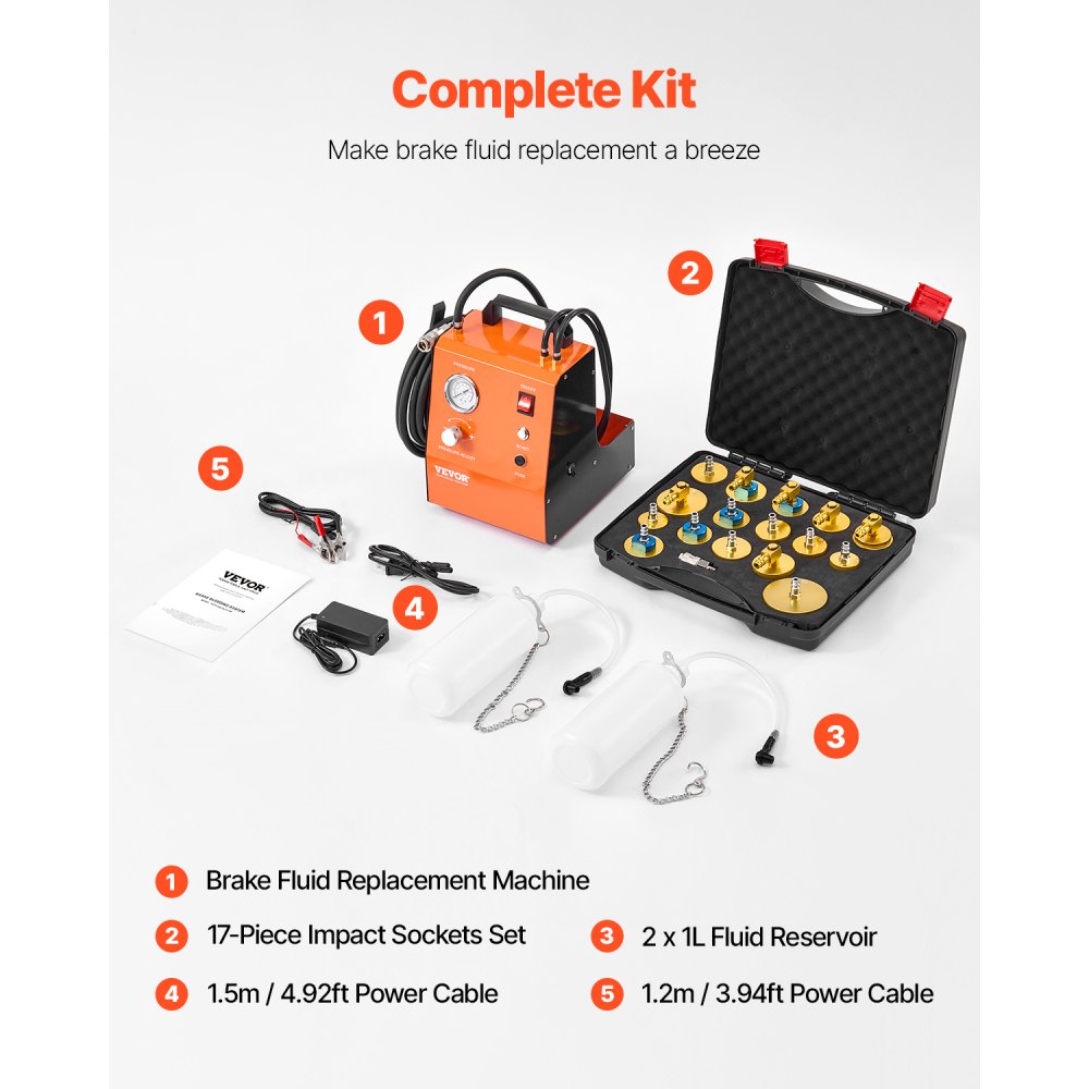 Elektrisches Bremsen-Entlüftungsset, professionelles Hauptbremszylinder-Entlüftungsset mit Manometer und eingebauter Luftpumpe, vielseitiges Bremsen-Entlüftungs-Adapter-Set für Gleich- und Wechselstrom Elektrisches Bremsen-Entlüftungsset, professionelles Hauptbremszylinder-Entlüftungsset mit Manometer und eingebauter Luftpumpe, vielseitiges Bremsen-Entlüftungs-Adapter-Set für Gleich- und Wechselstrom
